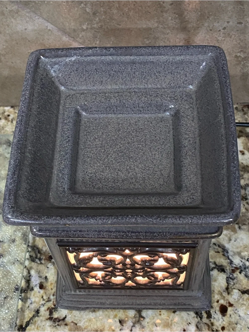 Scentsy JANE Full Size Wax Warmer Ceramic Gray Rustic Wrought Iron Electric